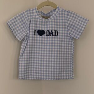 Baby Blue Checkered 'I Heart Dad' Tee